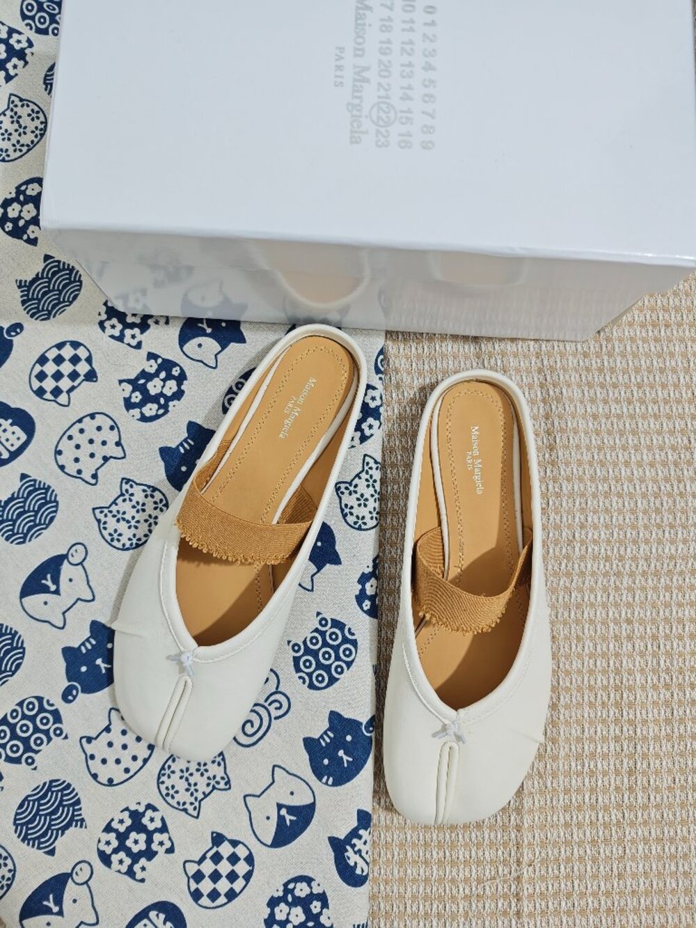 Maison Margiela Tabi White Leather Mule Slip On Shoes